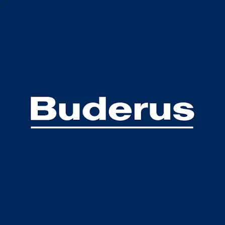 Buderus-Logo auf blauem Hintergrund